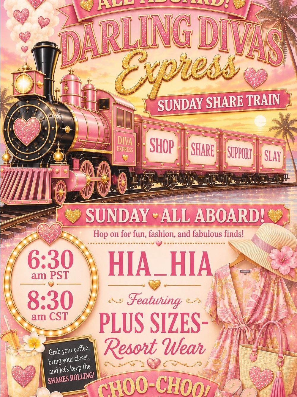 Pink Party Train Poster-Like to be notified!